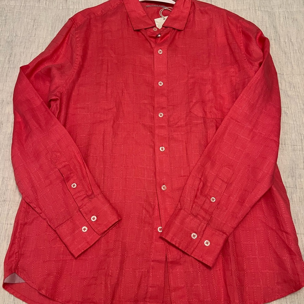 Tommy Bahama Men's Vibrant Red Casual Button Down Shirt